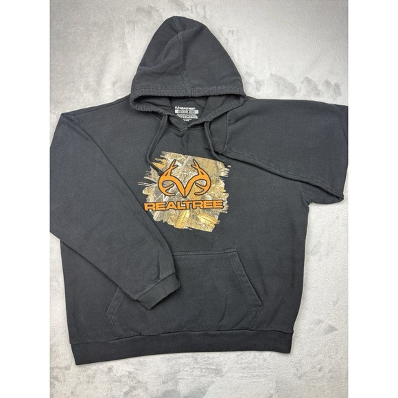 Realtree Other - Realtree By Staghorn Creek Mens XL Black Fleece Pullover Hoodie Graphic Pocket